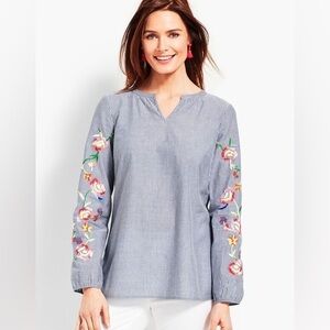 Talbots Embroidered Popover Shirt | 2X | Striped
